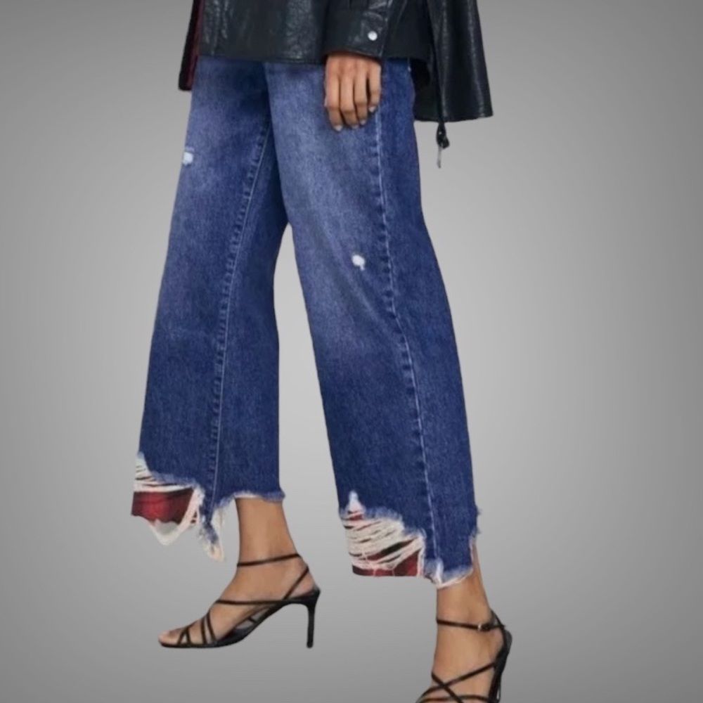 Zara Distressed Denim Grunge Culottes